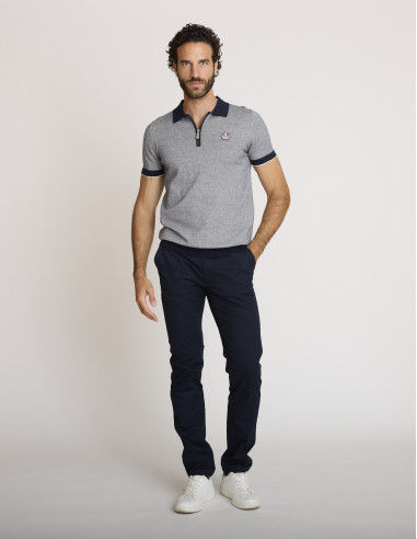 Polo con zip blu navy LEMATAR