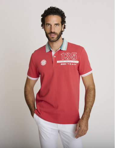 Polo de algodón bordado rojo LEMEBOULA