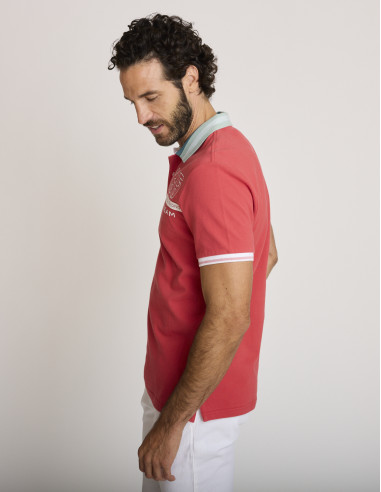 Polo de algodón bordado rojo LEMEBOULA