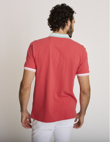 Polo de algodón bordado rojo LEMEBOULA