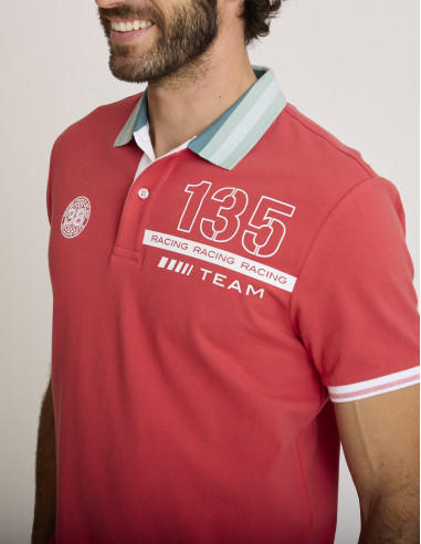 Polo coton brodé rouge LEMEBOULA