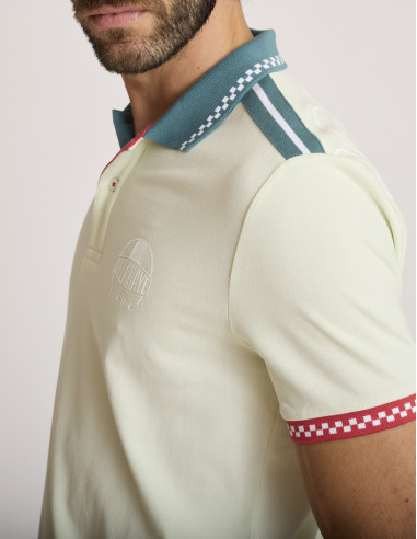 Polo brodé sport vert absinthe LEMEDIA