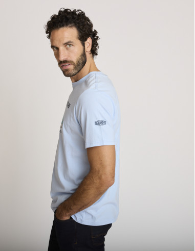 Maglietta stampata in cotone blu LEMENKA