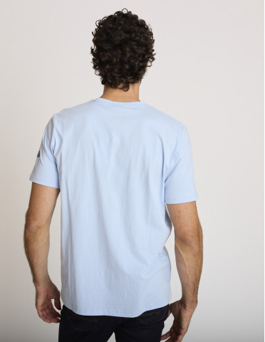 Camiseta estampada de algodón azul...