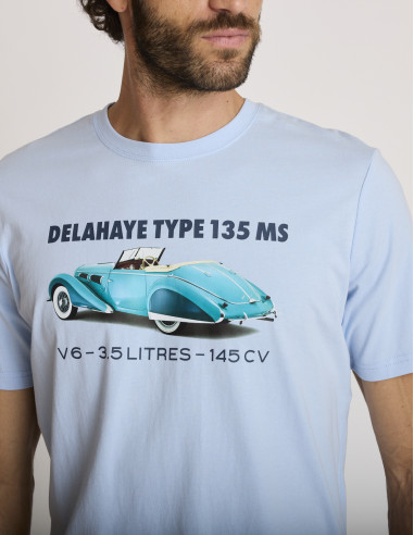 T-shirt imprimé en coton bleu LEMENKA