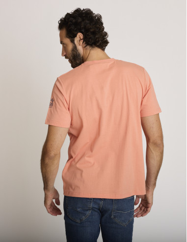 Camiseta estampada de algodón naranja...
