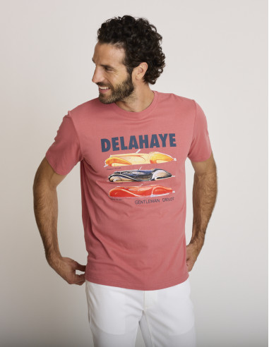 Camiseta estampada de algodón rosa...