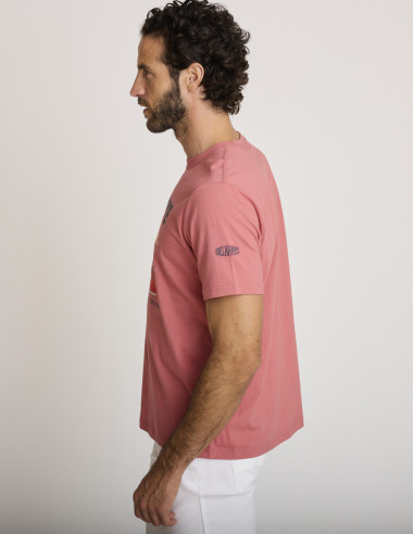 Camiseta estampada de algodón rosa...