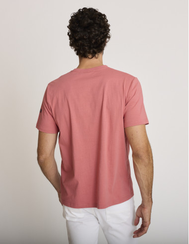 Camiseta estampada de algodón rosa...