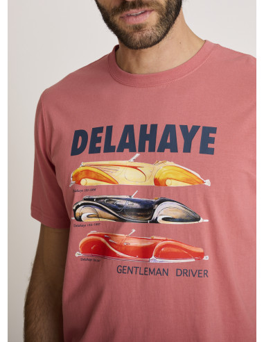 Camiseta estampada de algodón rosa...