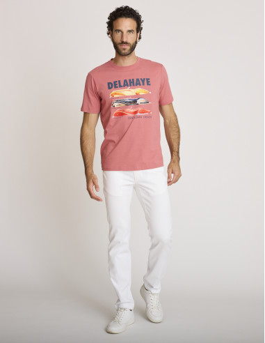 Camiseta estampada de algodón rosa...