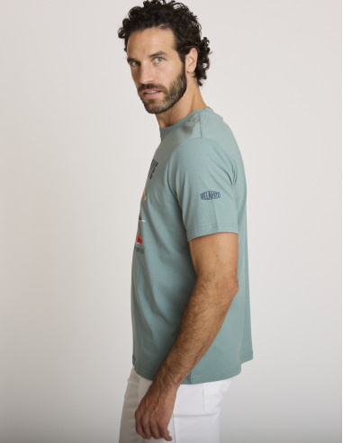 T-shirt imprimé en coton vert LEMENKA