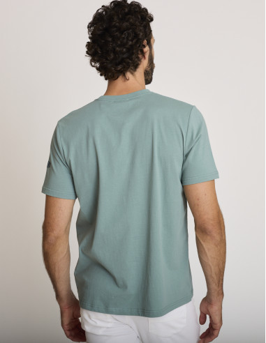 Camiseta estampada de algodón verde...