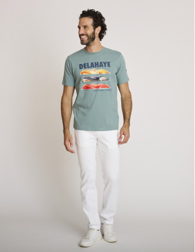 Camiseta estampada de algodón verde...