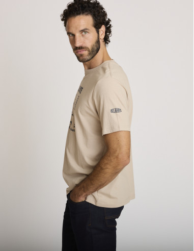 Camiseta estampada de algodón beige...
