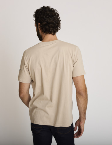 Camiseta estampada de algodón beige...