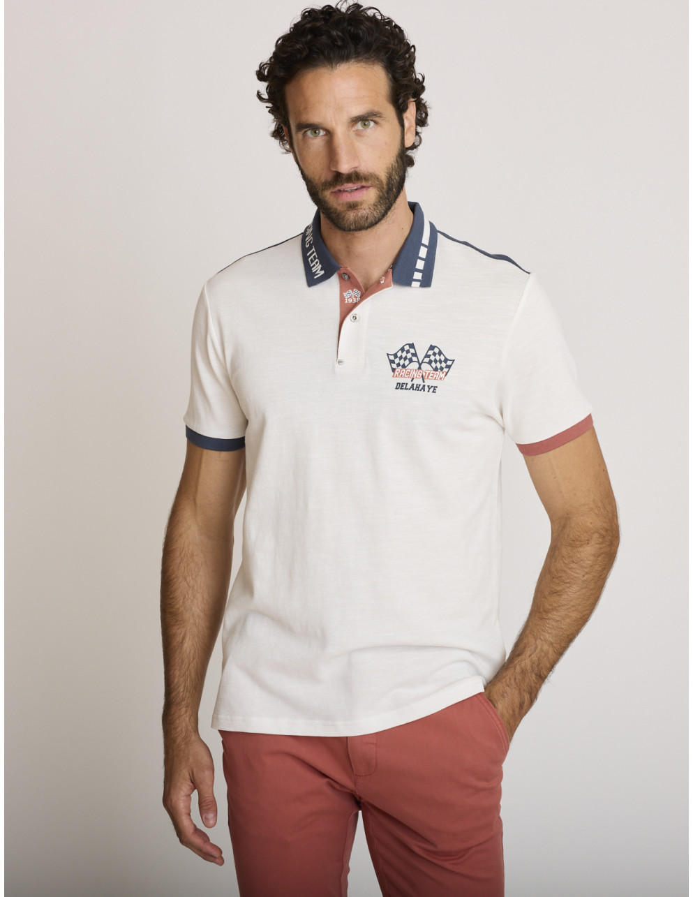 Polo racing écru LEMIFRID