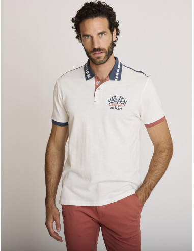 Polo racing écru LEMIFRID
