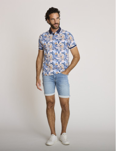 Polo estampado tropical azul LEMISAM