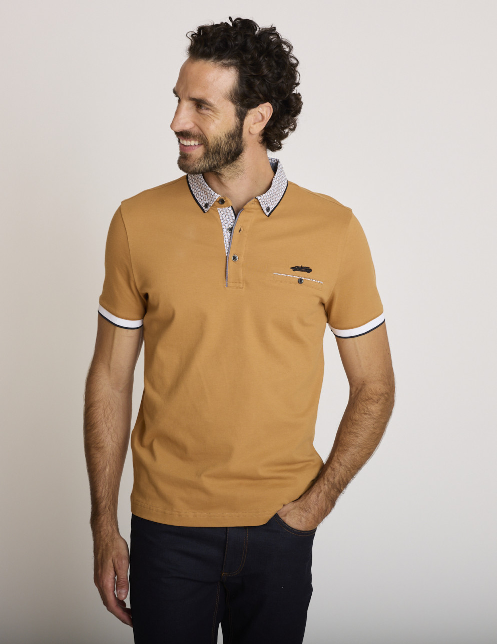 Polo coton ajusté marron...