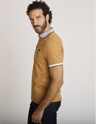 Polo in cotone aderente marrone LEMONKAR