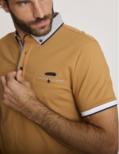 Polo in cotone aderente marrone LEMONKAR