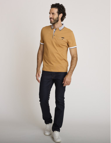 Polo coton ajusté marron LEMONKAR