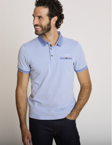 Polo coton texturé bleu écume LEMUFRID