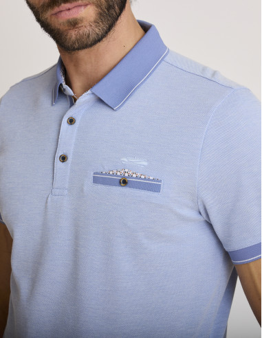 Polo coton texturé bleu écume LEMUFRID