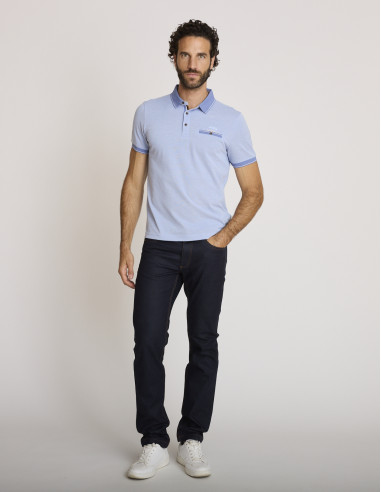 Polo coton texturé bleu écume LEMUFRID