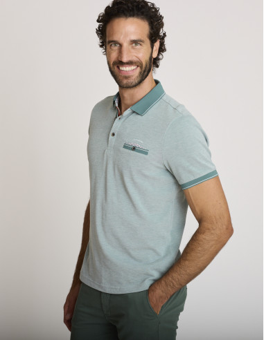 Polo coton texturé vert sauge LEMUFRID