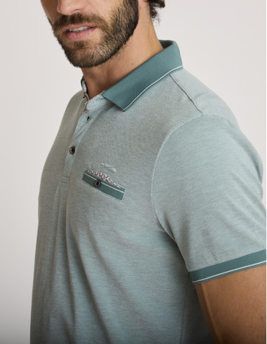 Polo coton texturé vert sauge LEMUFRID