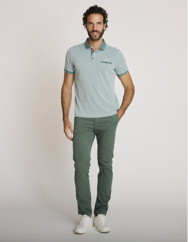 Polo coton texturé vert sauge LEMUFRID