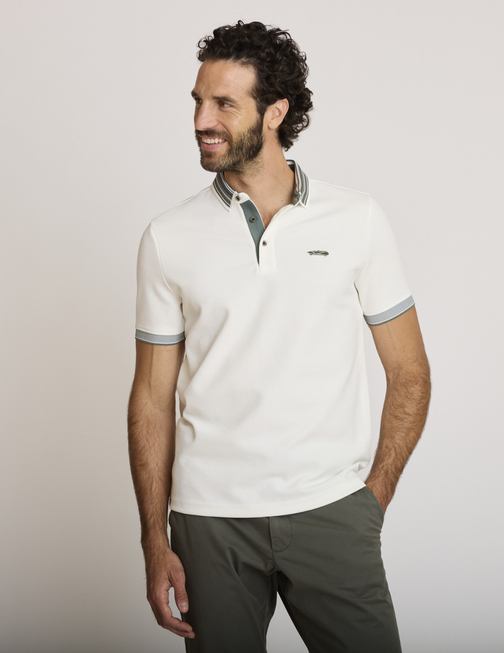 Polo coton maille écru...