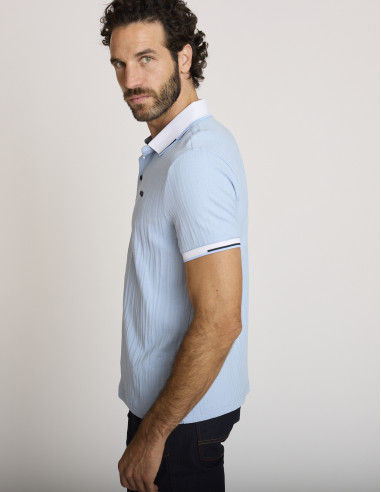 Polo in cotone testurizzato blu...