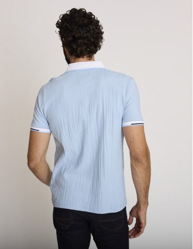 Polo in cotone testurizzato blu...