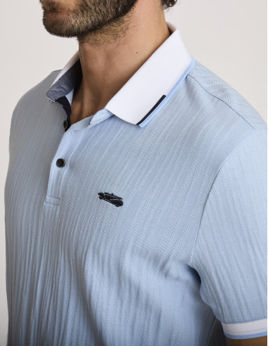 Polo in cotone testurizzato blu...