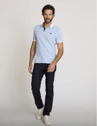 Polo in cotone testurizzato blu...