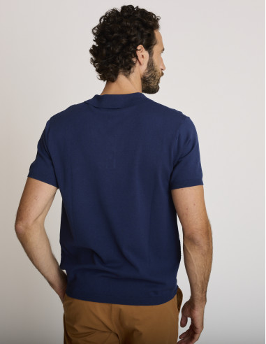 Polo tricot en coton bleu marine...