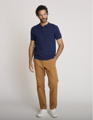 Polo tricot en coton bleu marine...