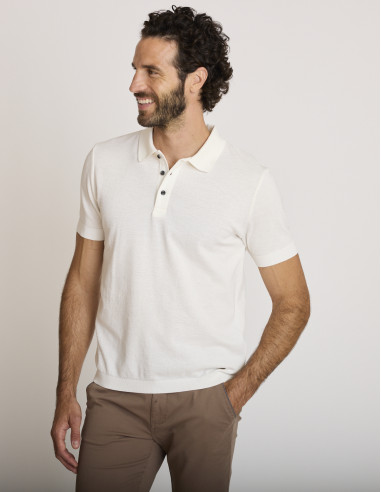 Polo de algodón texturizado blanco...