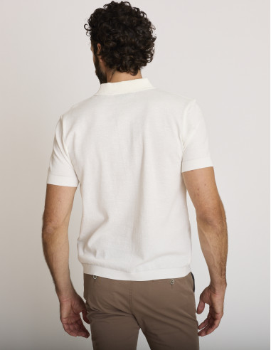 Polo de algodón texturizado blanco...