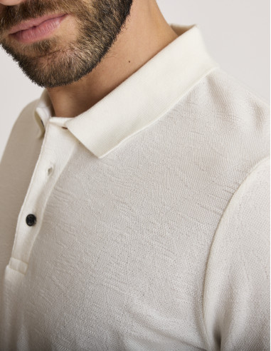 Polo de algodón texturizado blanco...
