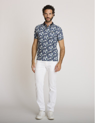 Polo de algodón estampado azul marino...