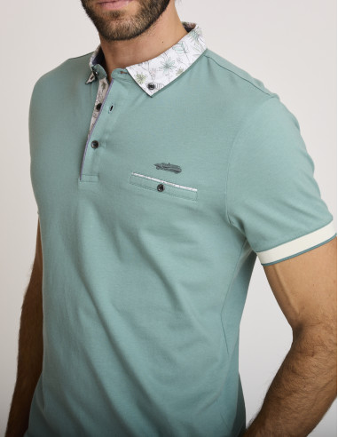 Polo de algodón bordado con cuello...