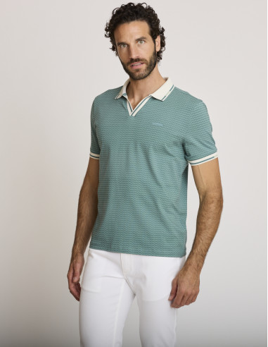 Polo stampata in cotone verde LENUNKI