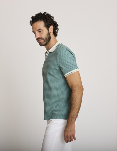 Polo stampata in cotone verde LENUNKI