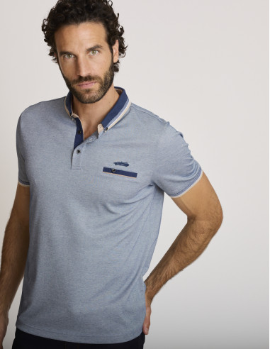Polo ricamata in cotone blu LOKUL