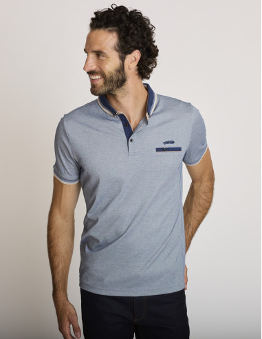 Polo ricamata in cotone blu LOKUL