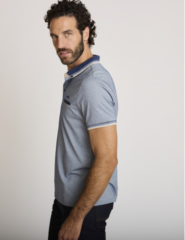 Polo brodé en coton bleu LOKUL